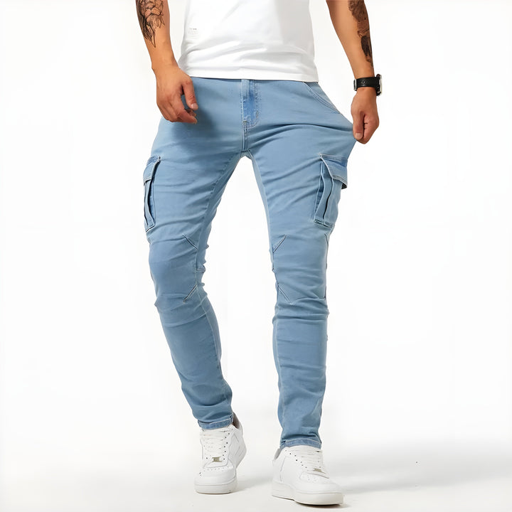 Pantalon Cargo Fuselé à Poches Latérales Homme