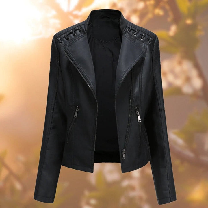 Veste Biker Zippée à Détails Lacés Femme