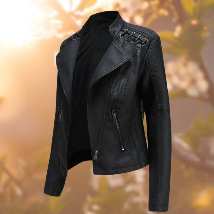Veste Biker Zippée à Détails Lacés Femme
