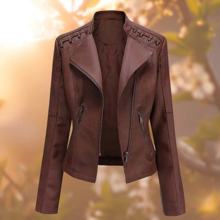 Veste Biker Zippée à Détails Lacés Femme