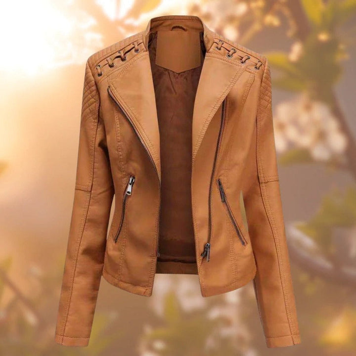 Veste Biker Zippée à Détails Lacés Femme