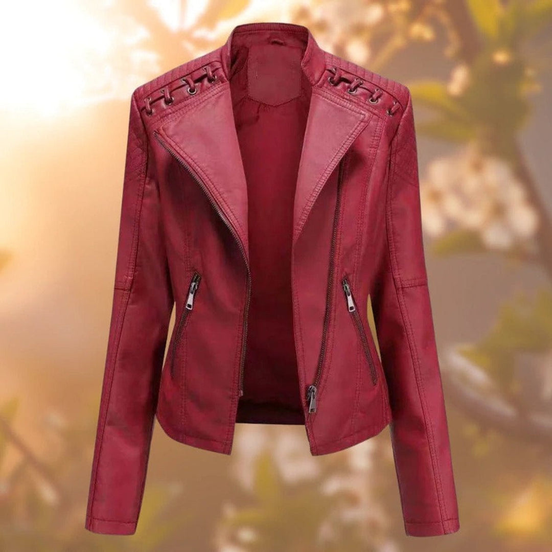 Veste Biker Zippée à Détails Lacés Femme