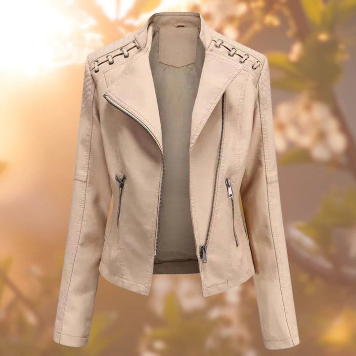 Veste Biker Zippée à Détails Lacés Femme