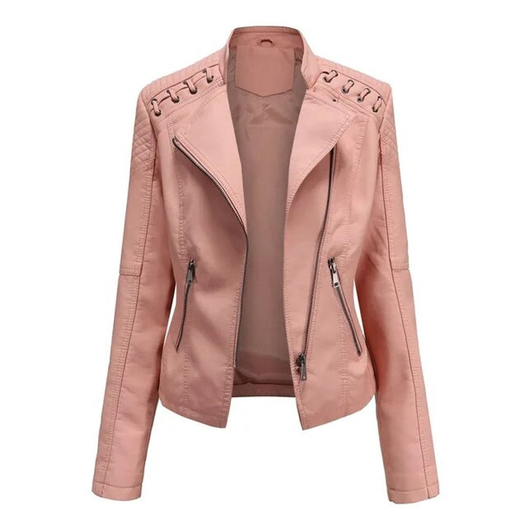 Veste Biker Zippée à Détails Lacés Femme