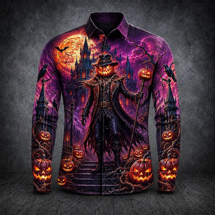 Chemise Halloween Imprimé Citrouille Gothique Homme