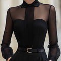 Chemisier Cintré À Manches Transparentes Femme