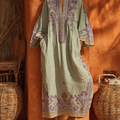 Women's Loose-Fit Long Embroidered Dress