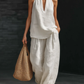 Women's Linen Backless Set