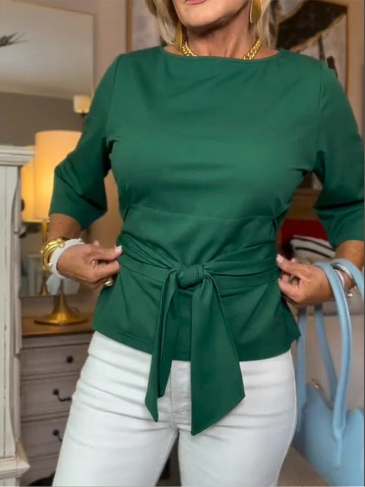Chemisier à Taille Nouée et Col Bateau Femme