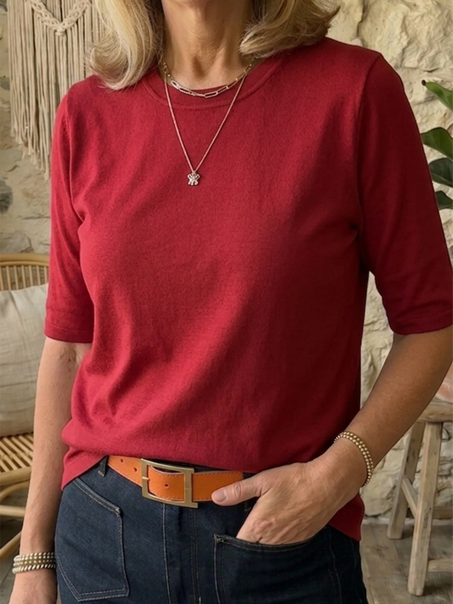 T-Shirt à Manches Mi-Longues Femme