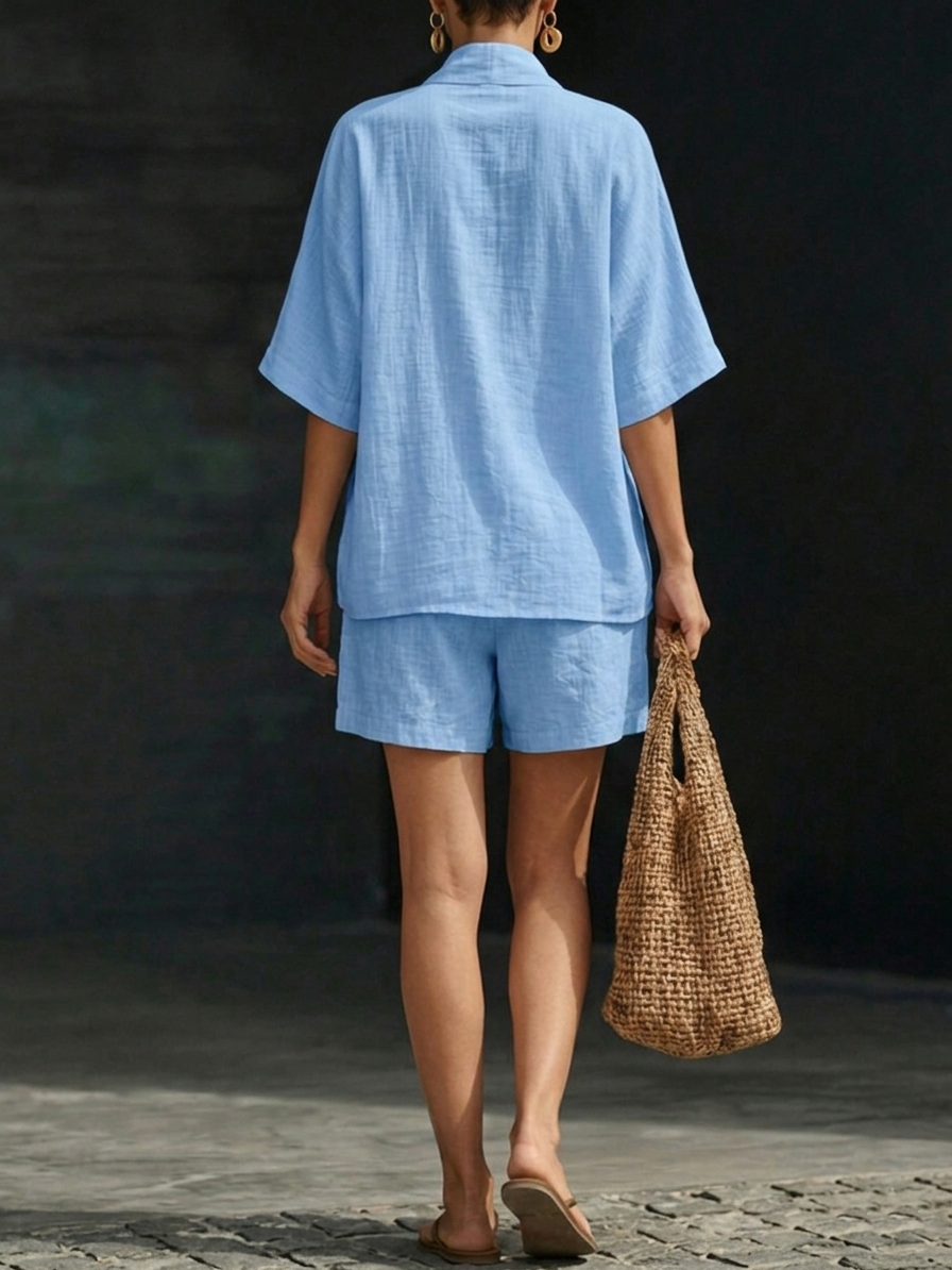 Ensemble 2 Pièces Col V et Short Femme