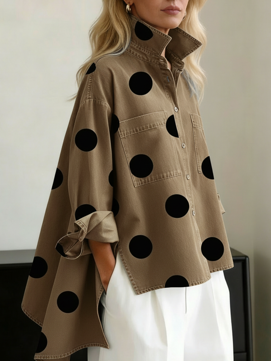 Chemise À Pois Manches Longues Femme