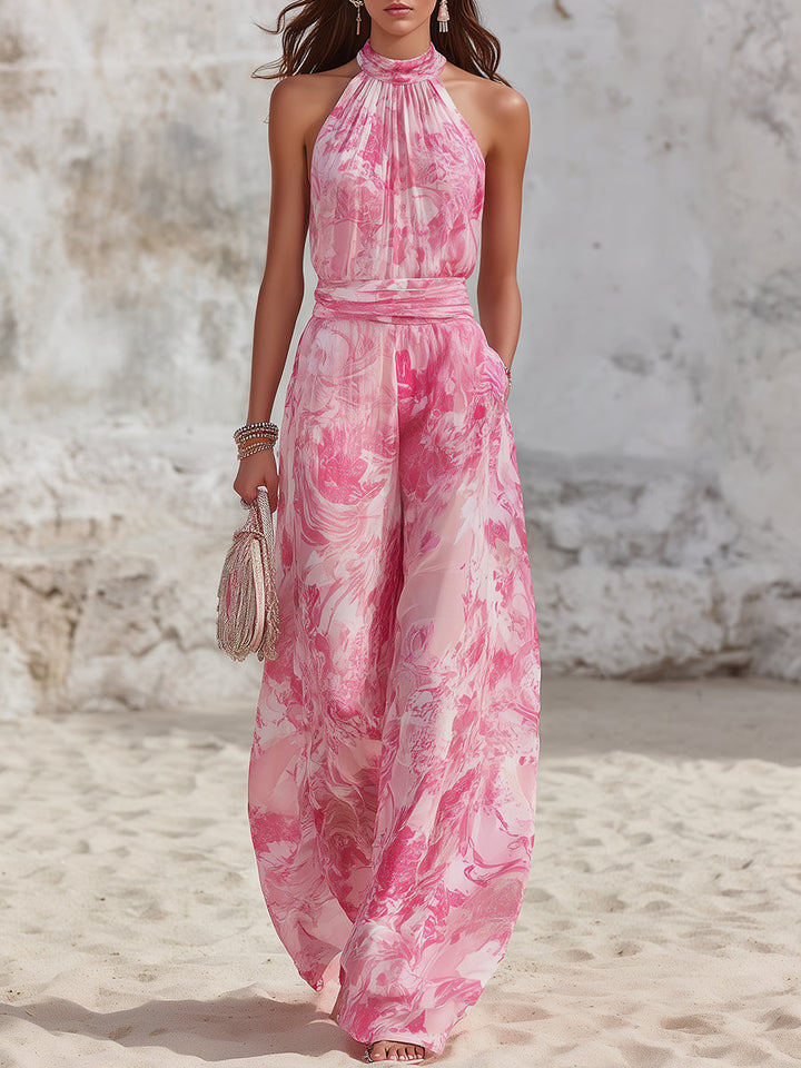 Ensemble Pantalon 2 Pièces Col Halter Femme