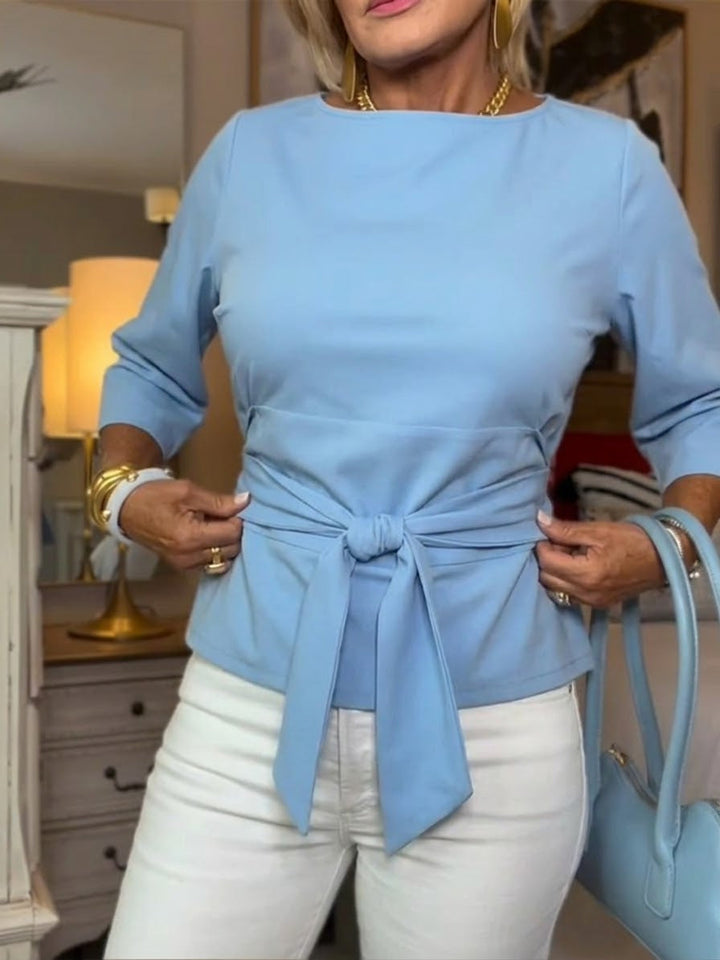 Chemisier à Taille Nouée et Col Bateau Femme