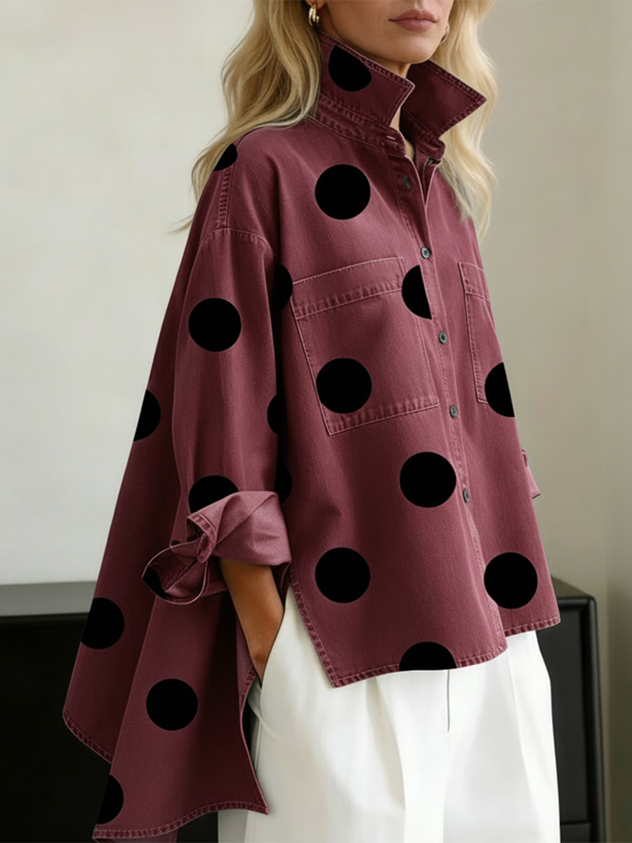 Chemise À Pois Manches Longues Femme