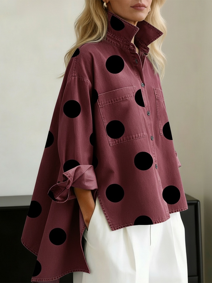 Chemise À Pois Manches Longues Femme