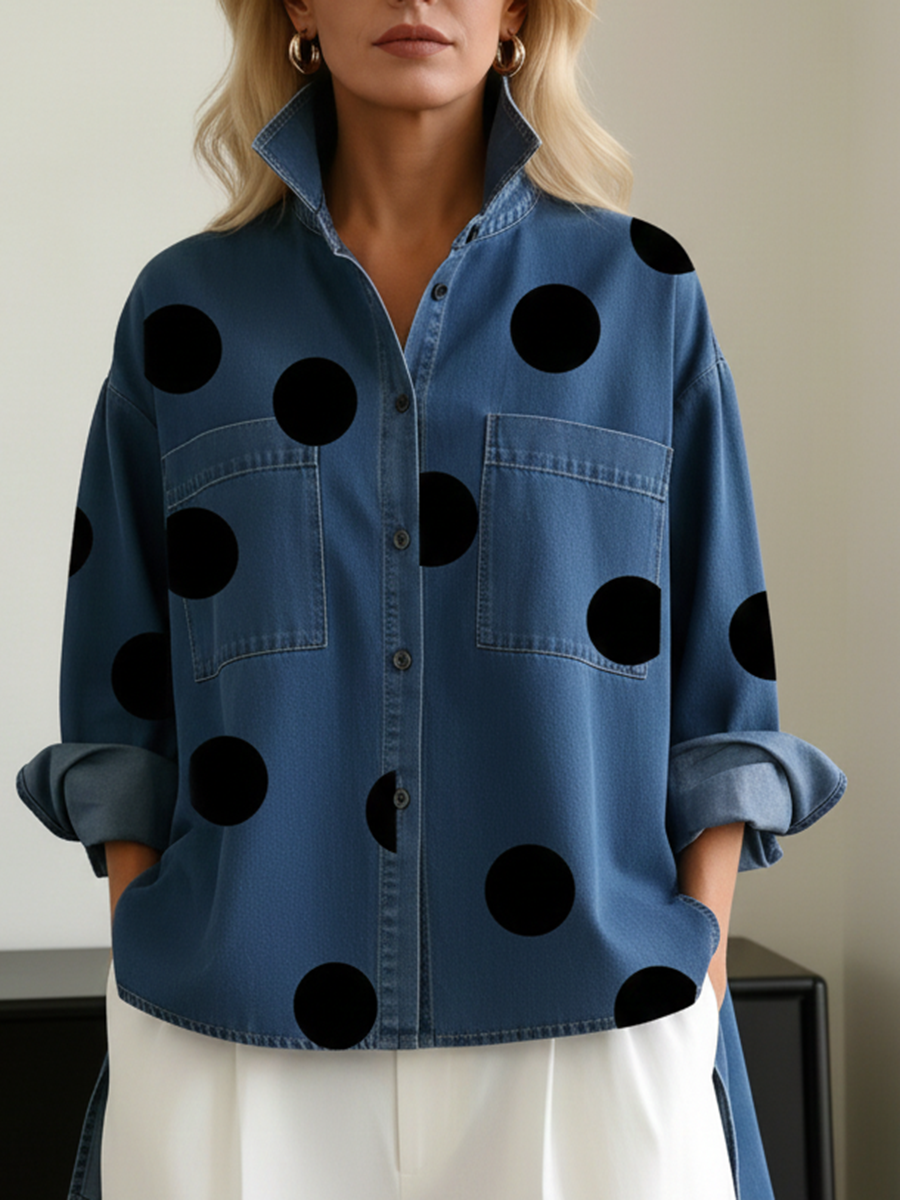 Chemise À Pois Manches Longues Femme