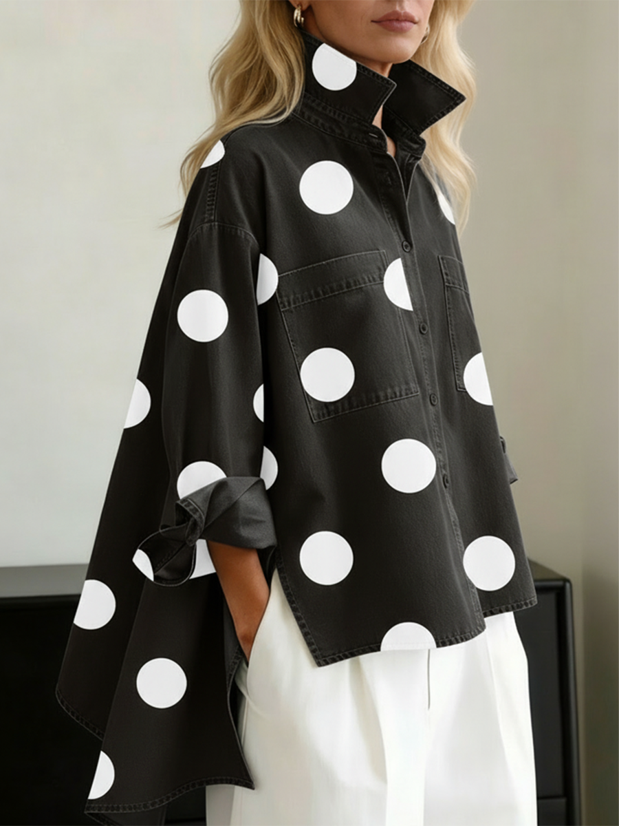 Chemise À Pois Manches Longues Femme