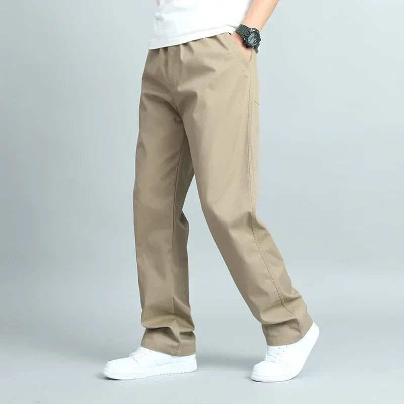 Pantalon Coupe Droite À Taille Élastiquée Homme