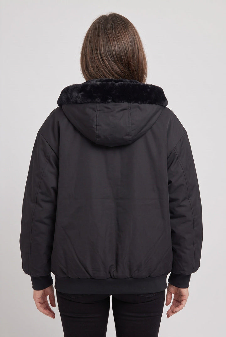 Blouson Court à Capuche Zippée Femme