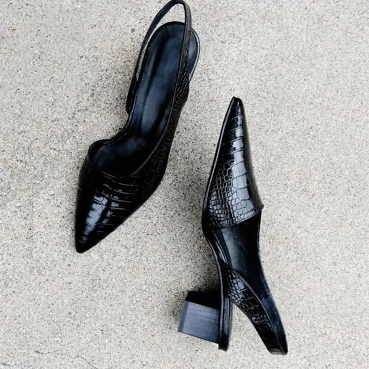 Escarpins Slingback Talon Bloc Femme