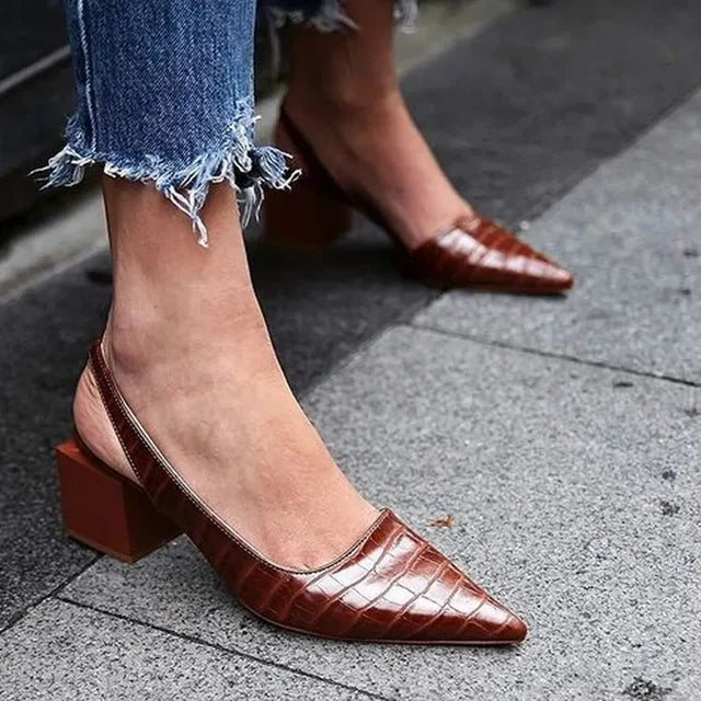 Escarpins Slingback Talon Bloc Femme