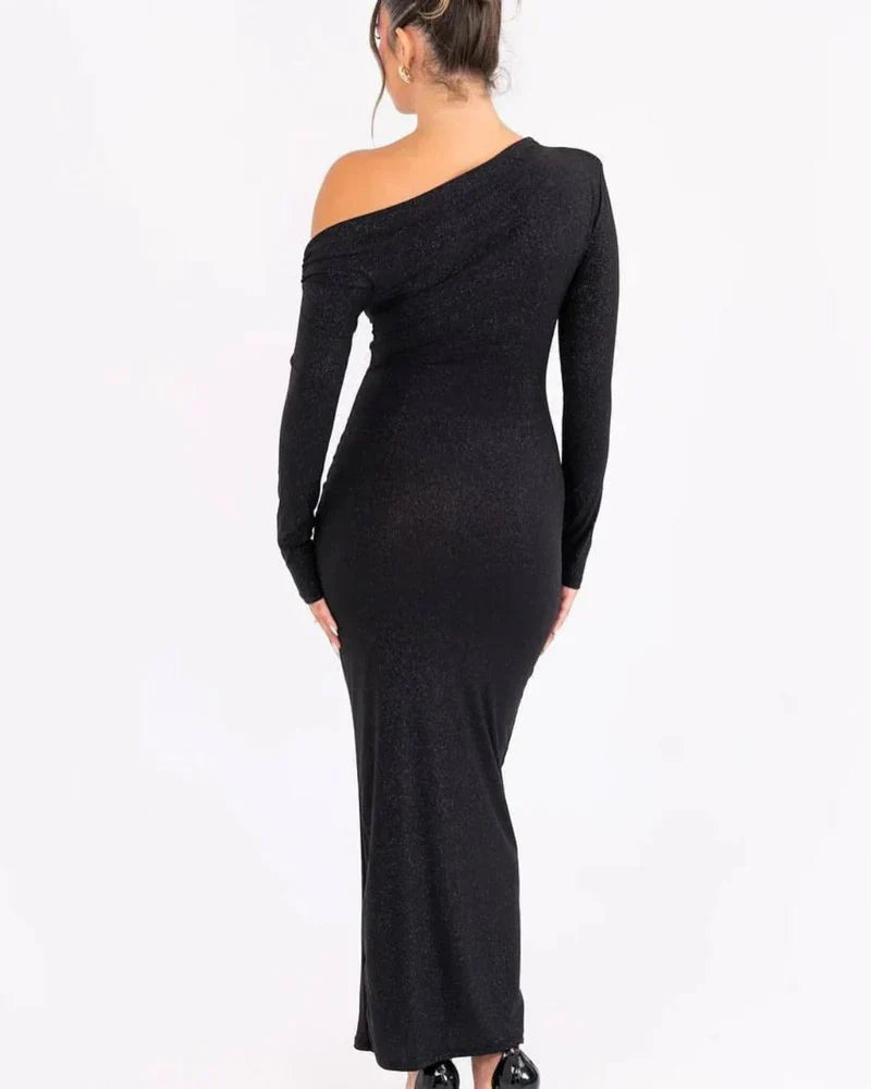 Robe Maxi Asymétrique à Paillettes Femme