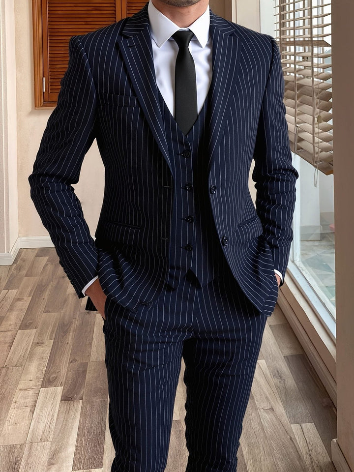 Costume Trois Pièces à Rayures Homme