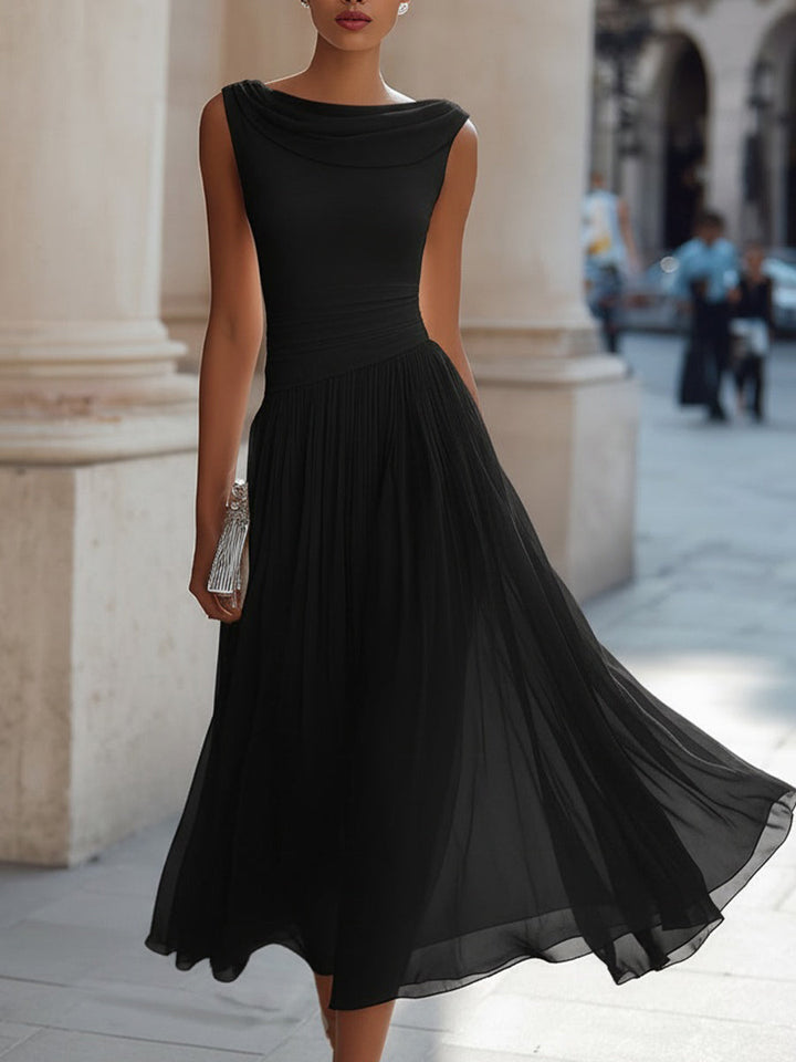 Robe Midi Plissée Sans Manches Femme