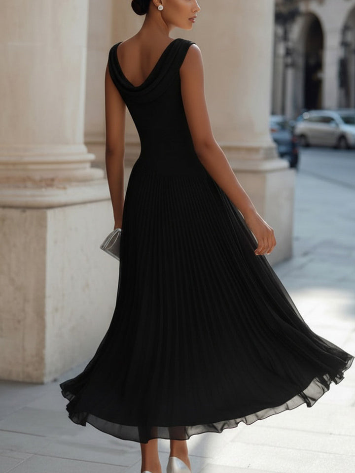 Robe Midi Plissée Sans Manches Femme