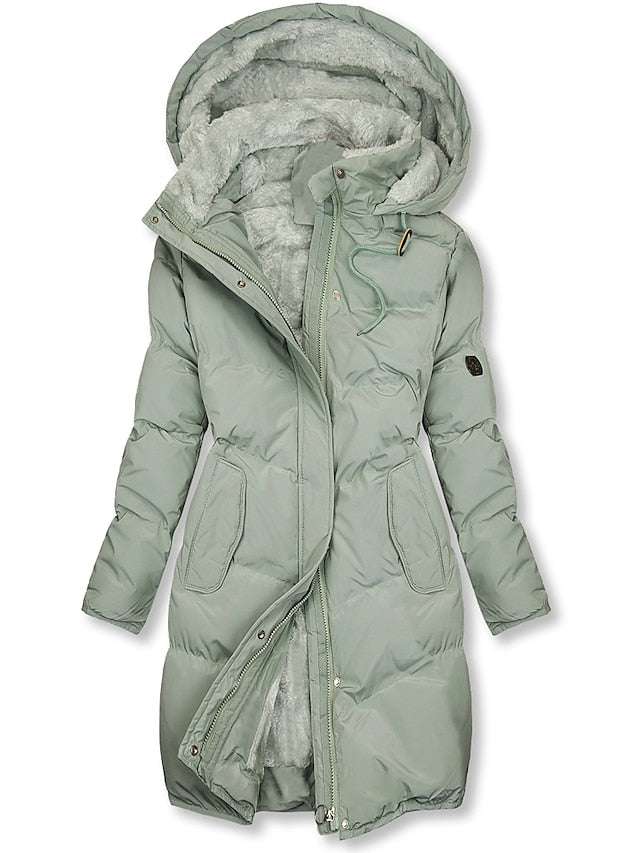Parka Longue Matelassée à Capuche Femme