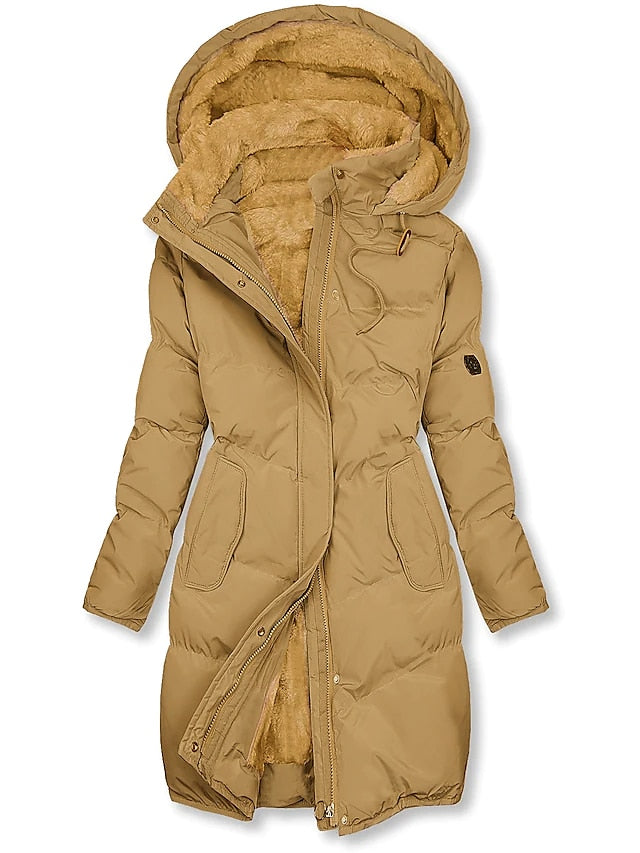 Parka Longue Matelassée à Capuche Femme