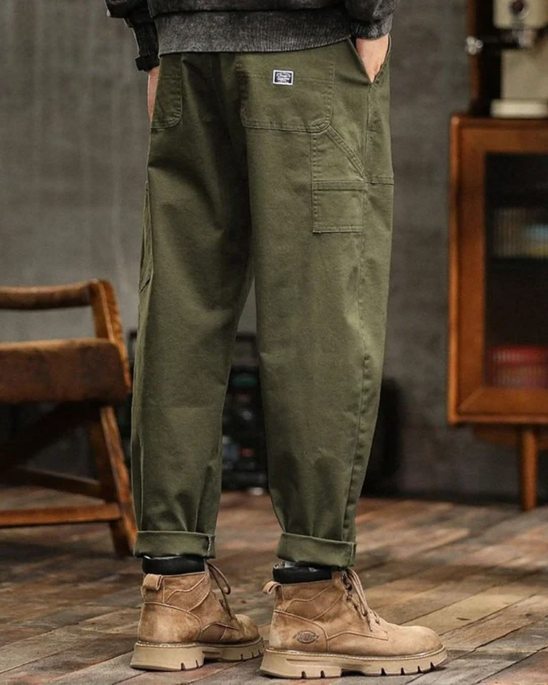 Pantalon Cargo Ample à Coupe Droite Homme