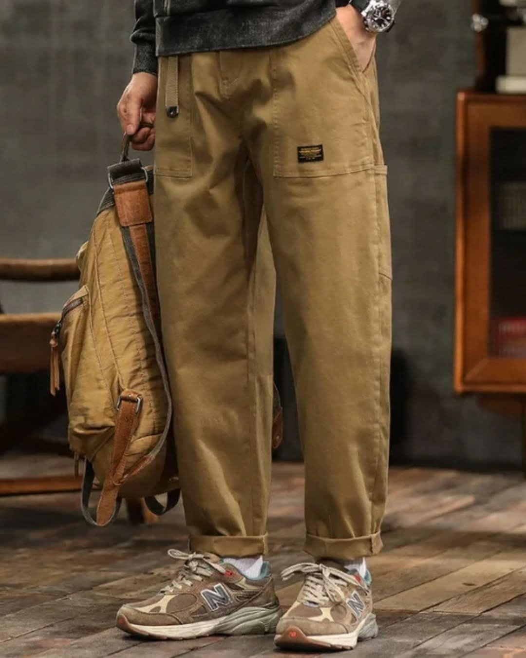 Pantalon Cargo Ample à Coupe Droite Homme