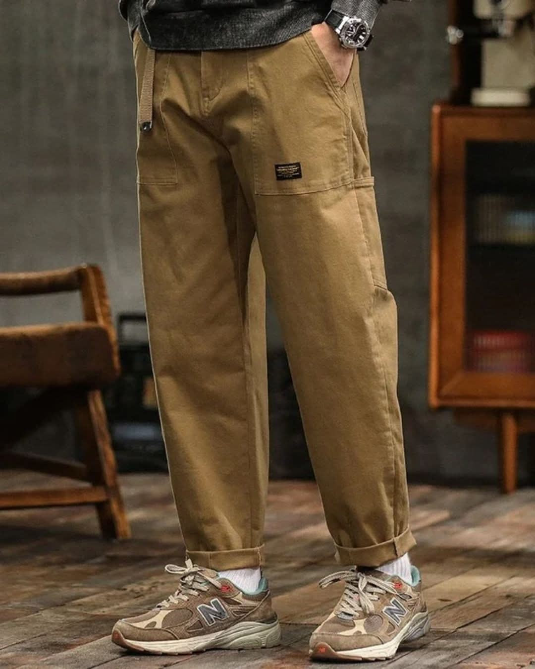 Pantalon Cargo Ample à Coupe Droite Homme