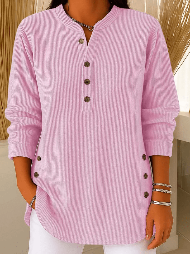 Pull Côtelé à Col Tunisien Femme
