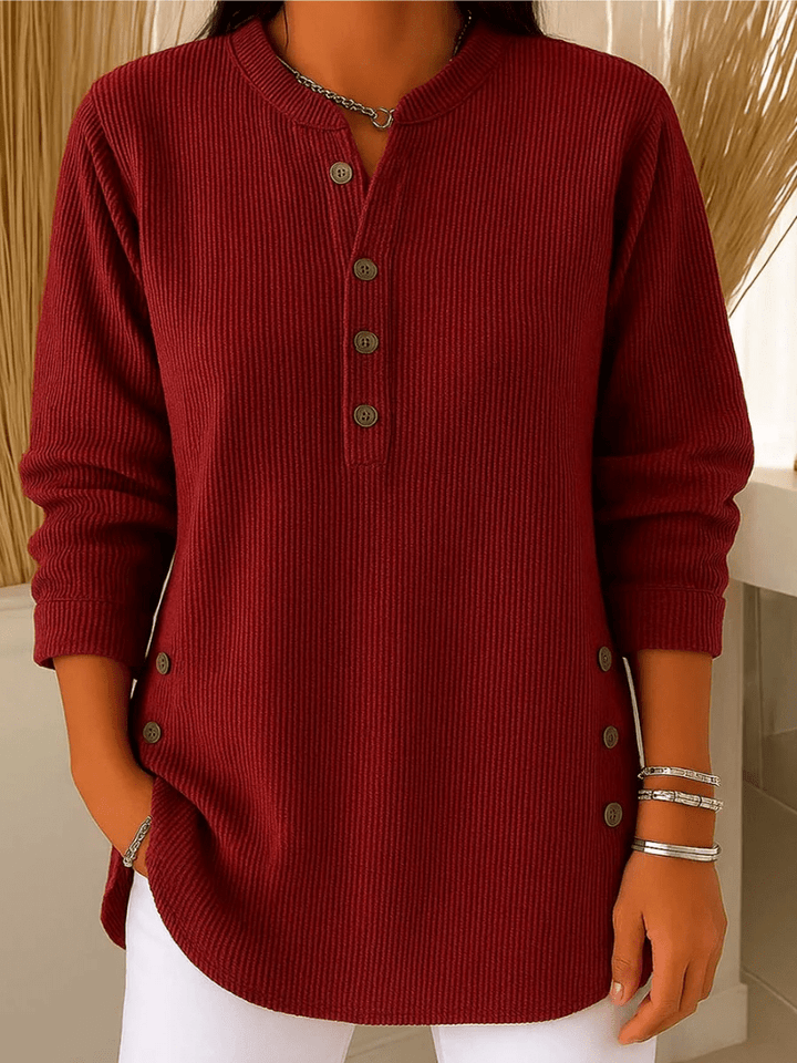 Pull Côtelé à Col Tunisien Femme