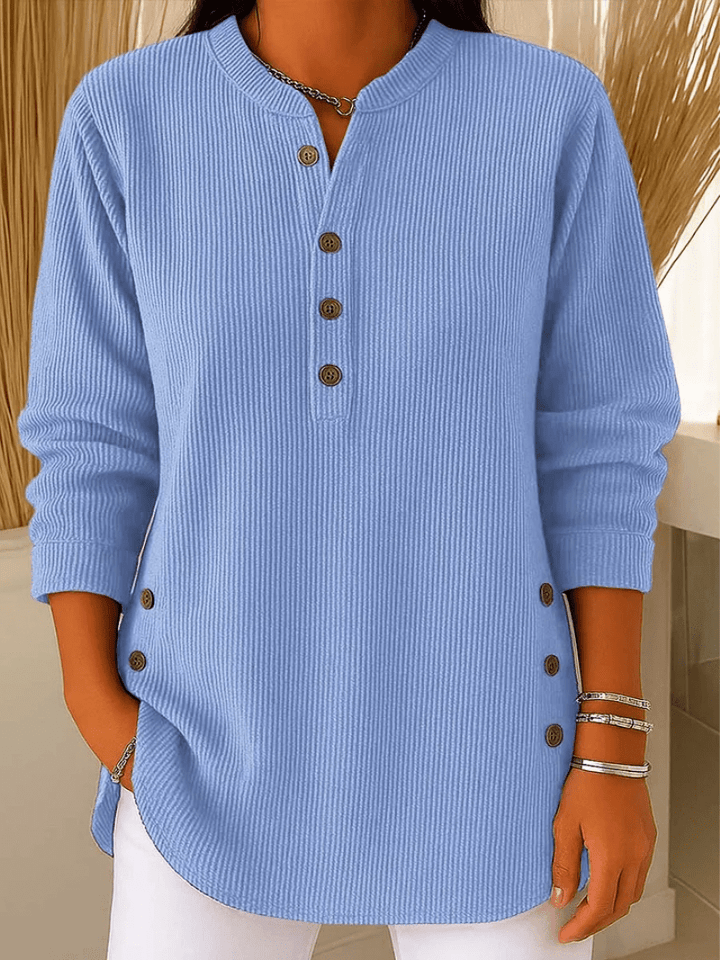 Pull Côtelé à Col Tunisien Femme