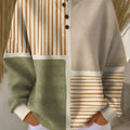 Pull à Empiècements Rayés et Boutons Femme