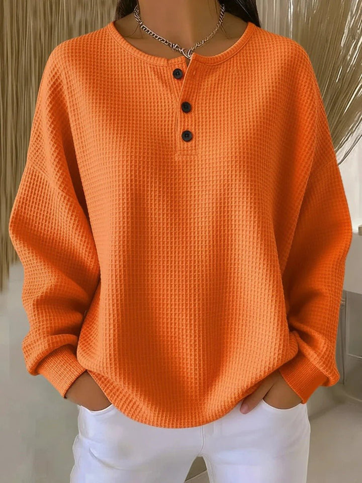 Pull à Empiècements Rayés et Boutons Femme