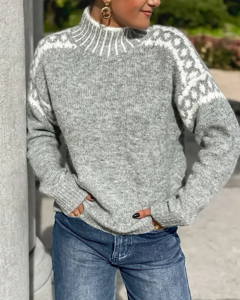 Pull à Empiècements Rayés et Boutons Femme