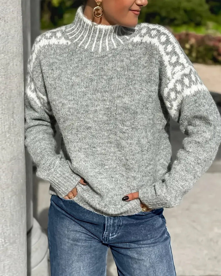Pull à Empiècements Rayés et Boutons Femme