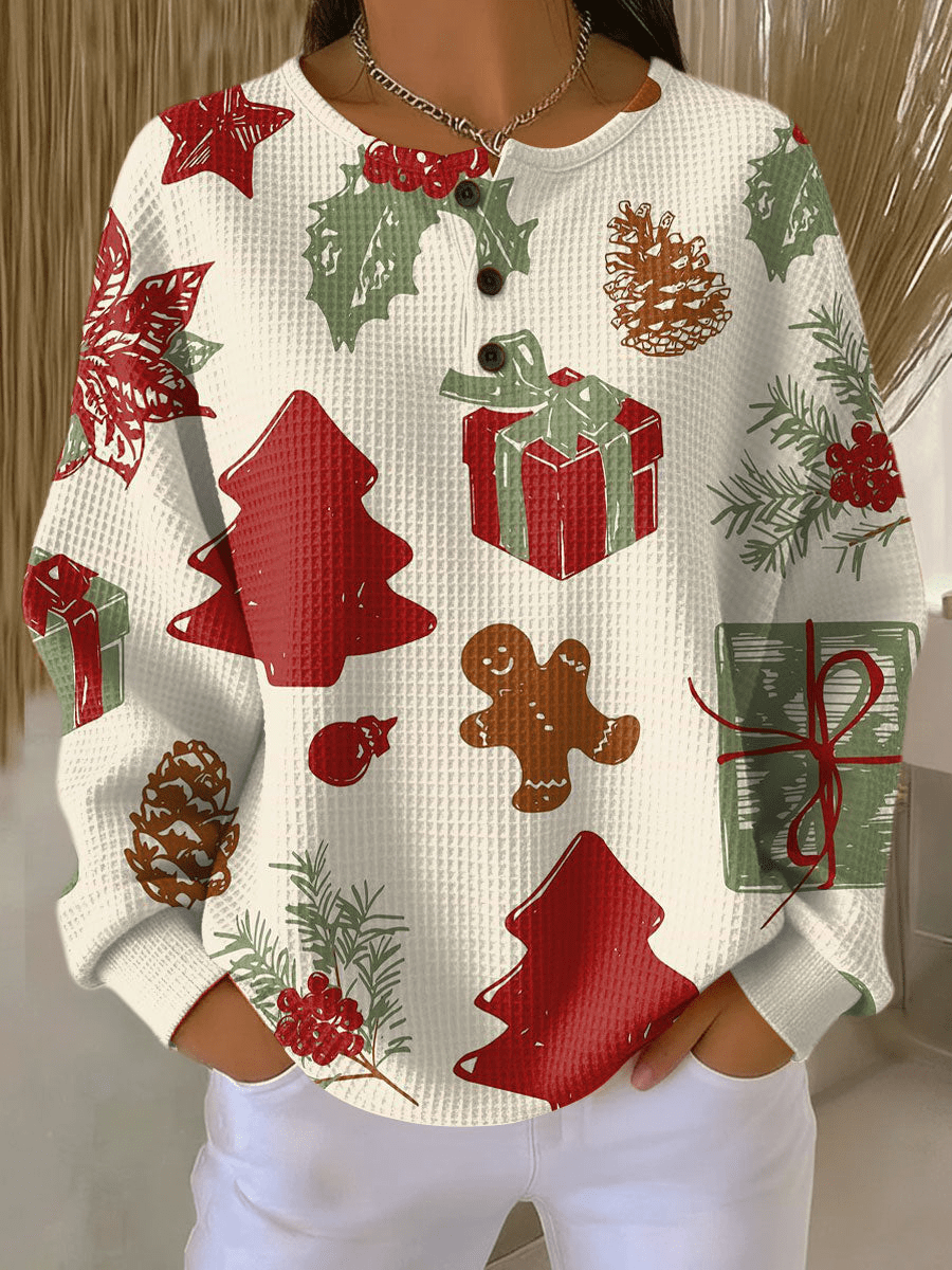 Pull à Empiècements Rayés et Boutons Femme