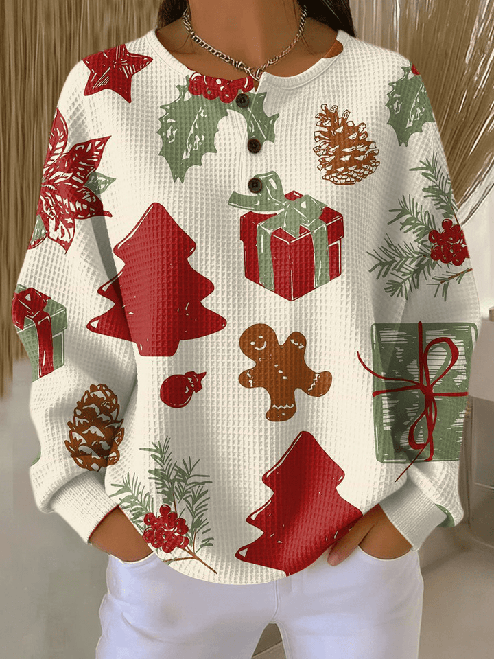 Pull à Empiècements Rayés et Boutons Femme