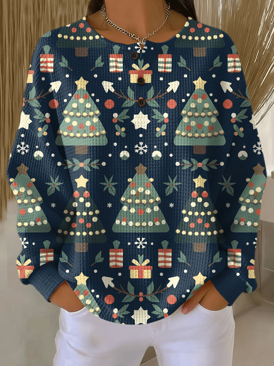 Pull à Empiècements Rayés et Boutons Femme