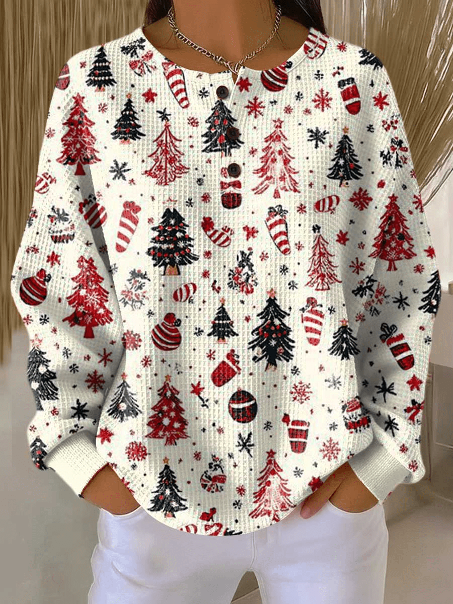 Pull à Empiècements Rayés et Boutons Femme