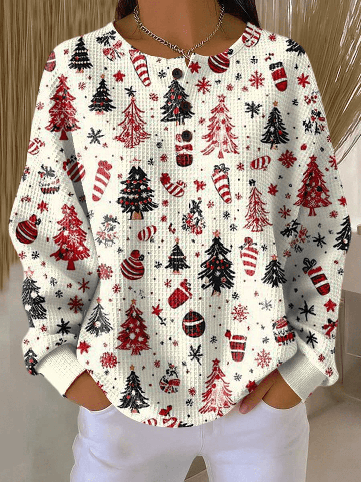 Pull à Empiècements Rayés et Boutons Femme