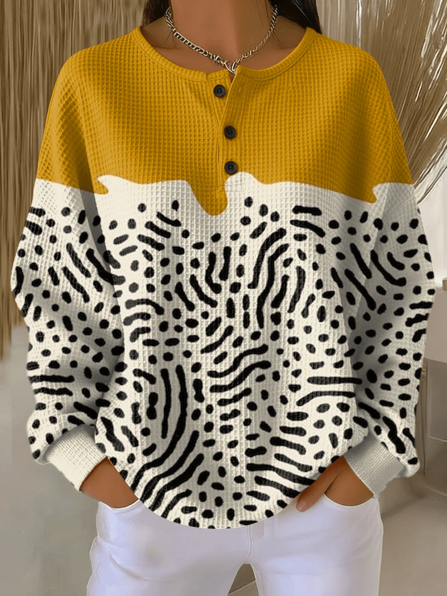 Pull à Empiècements Rayés et Boutons Femme