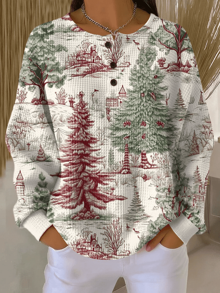 Pull à Empiècements Rayés et Boutons Femme