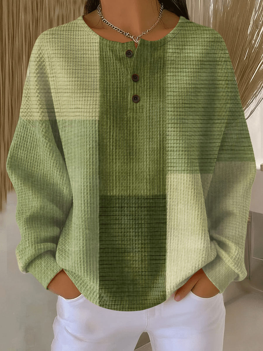 Pull à Empiècements Rayés et Boutons Femme
